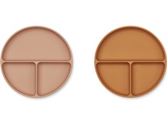 Liewood dark rose/mustard mix silicone plate Harvey (2-pack)